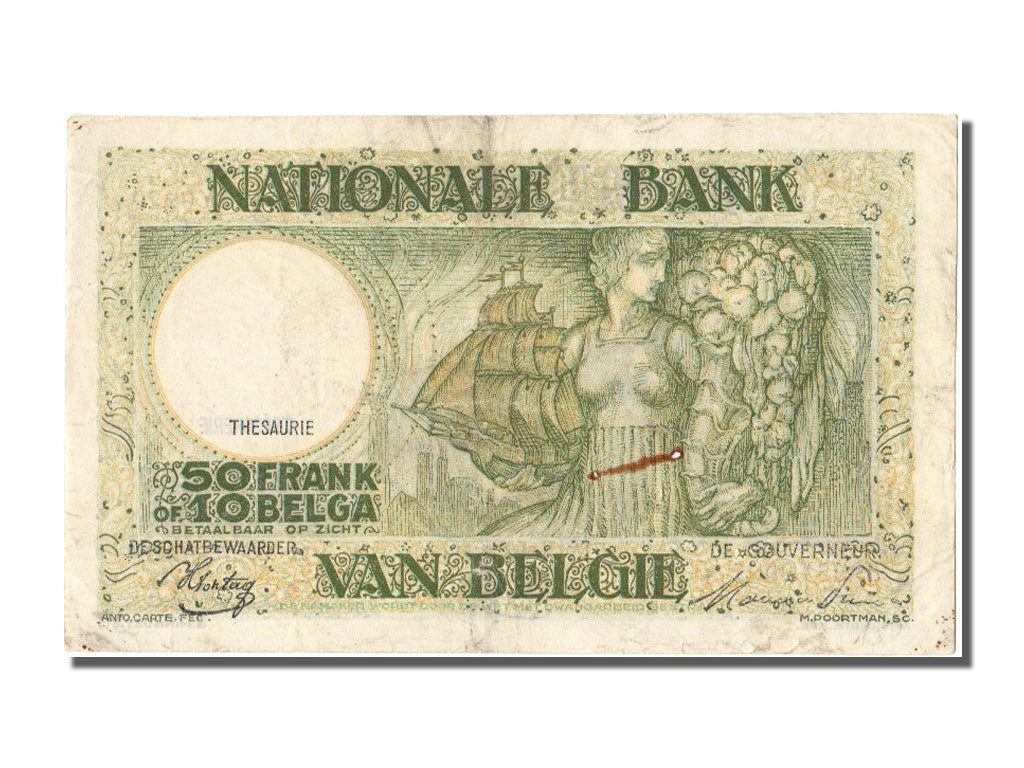 Billet, Belgique, 50 Francs-10 Belgas, 1944, 1944-12-29, TB+