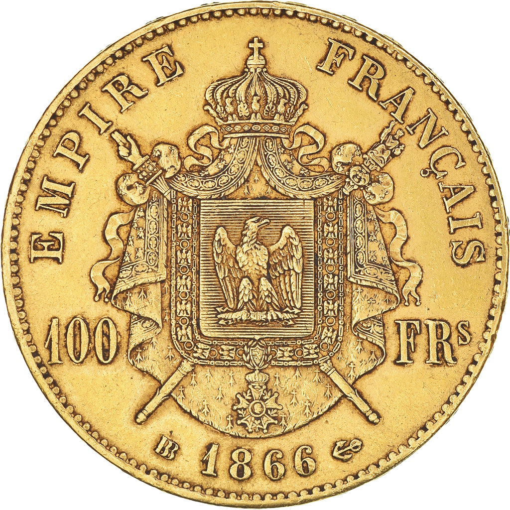 Münze, Frankreich, Napoleon III, 100 Francs, 1866, Strasbourg, SS, Gold