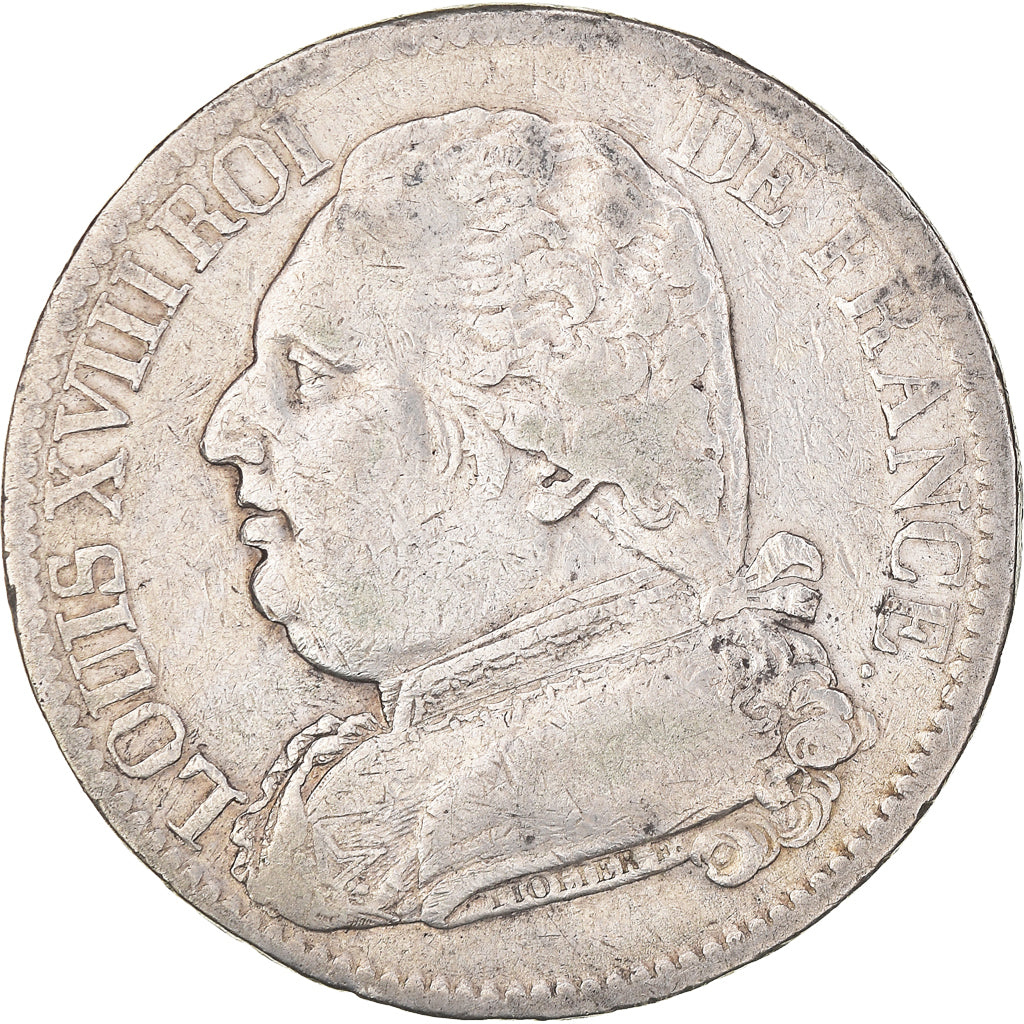 Moneta, Francia, Louis XVIII, 5 Francs, 1815, La Rochelle, Very rare, MB