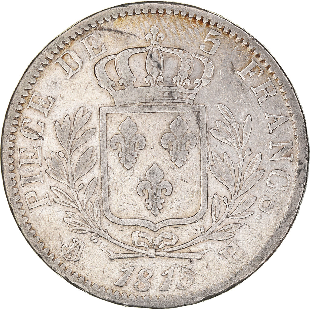 Moneta, Francia, Louis XVIII, 5 Francs, 1815, La Rochelle, Very rare, MB