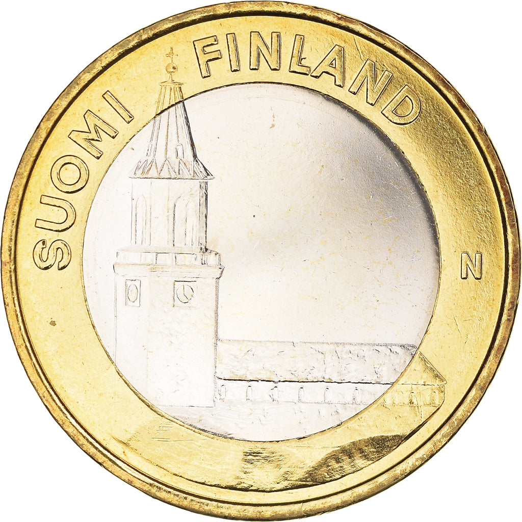 Finland, 5 Euro, Proper, Turku Cathedral, 2013, MS(64), Bi-Metallic, KM:213