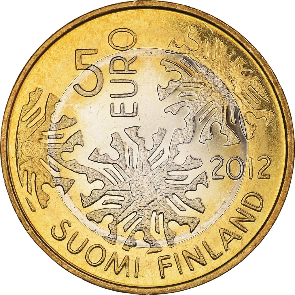Finland, 5 Euro, The Nordic Nature - Flora, 2012, MS(64), Bi-Metallic, KM:184