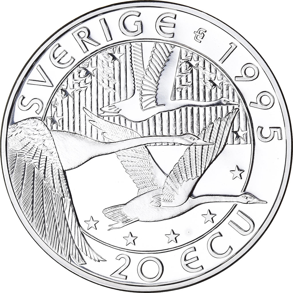 Coin, Sweden, Carl Von Linne, 20 ECU, 1995, MS(65-70), Silver