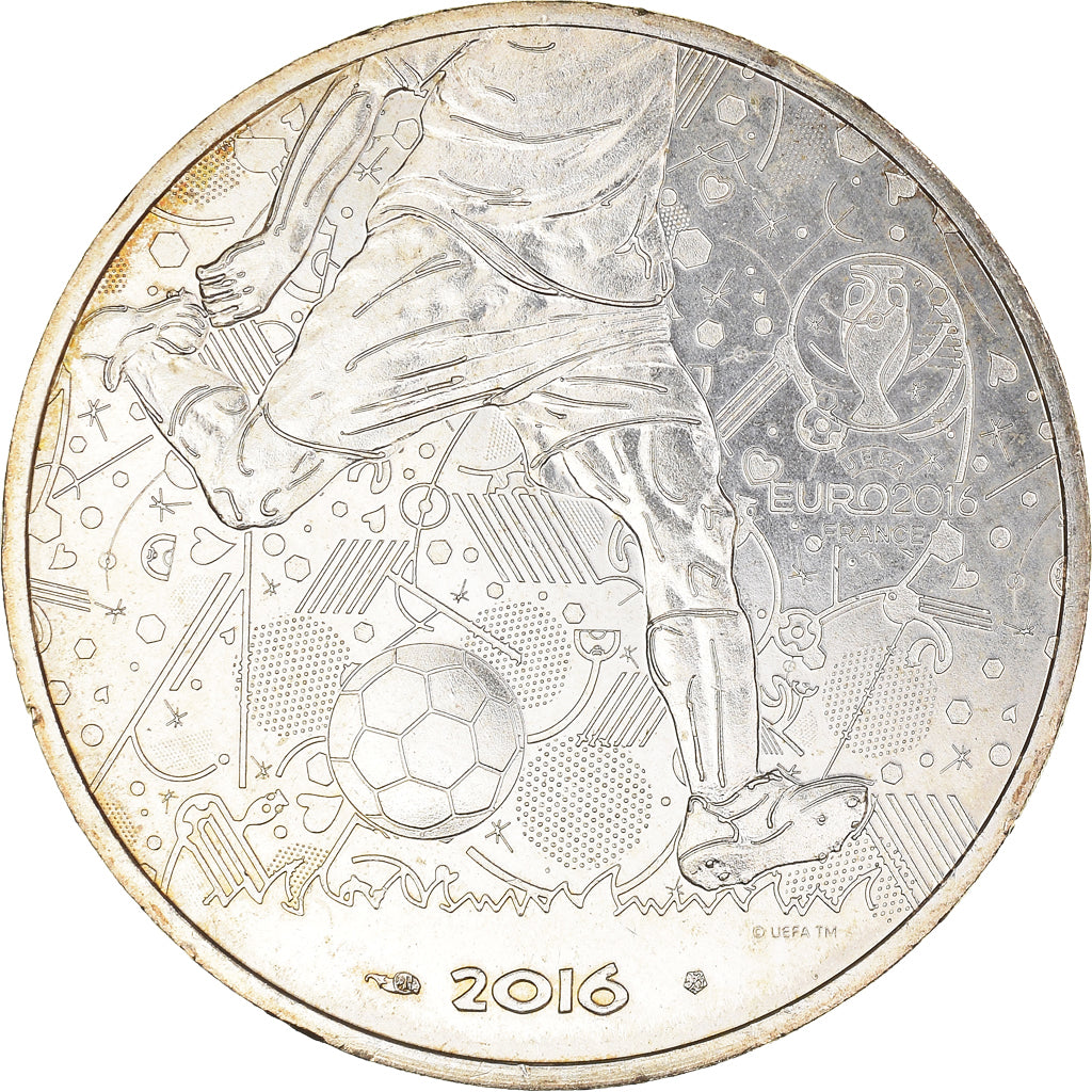 France, Monnaie de Paris, 10 Euro, UEFA Euro 2016, 2016, MS(63), Silver