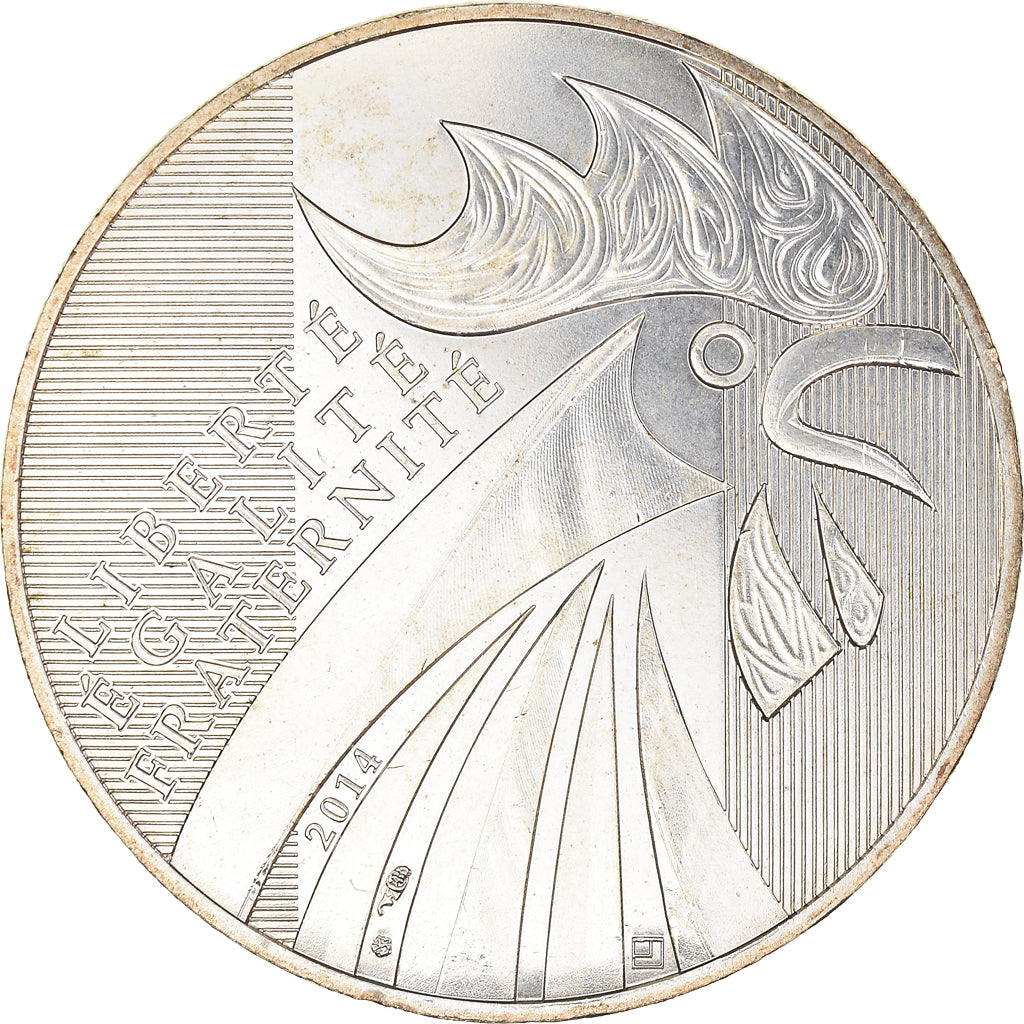 France, 10 Euro, Monnaie de Paris, Coq, 2014, MS(63), Silver, Gadoury:EU657