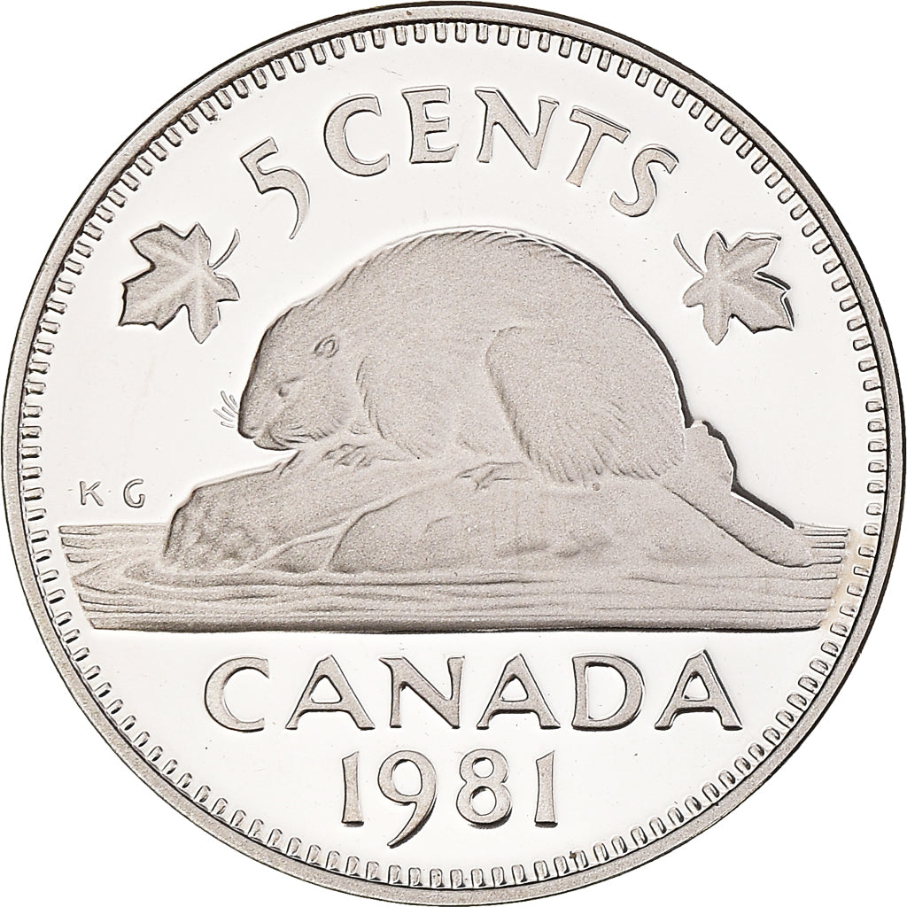 Moneda, Canadá, Elizabeth II, 5 Cents, 1981, Royal Canadian Mint, Ottawa