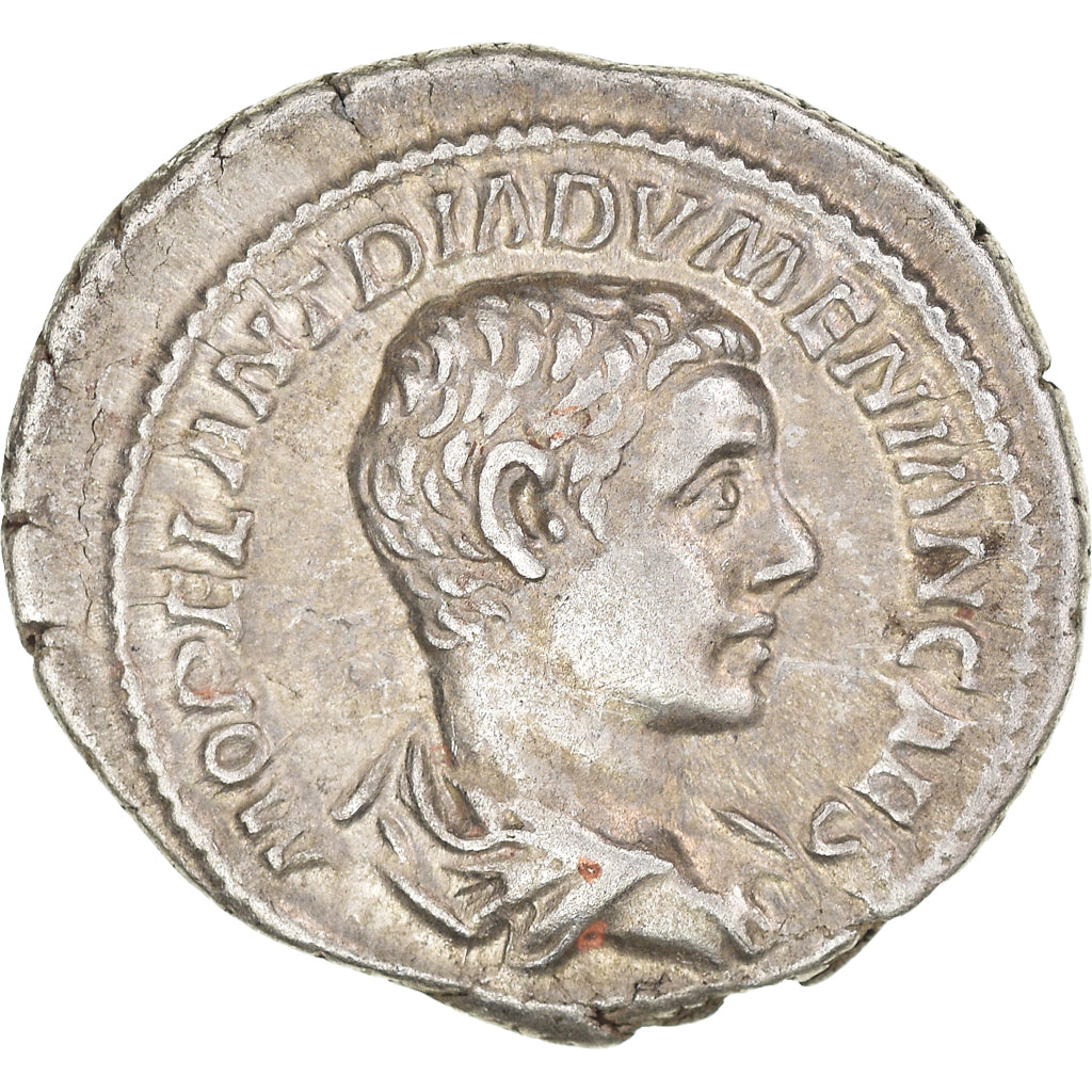 Coin, Diadumenian, Denarius, AD 217-218, Rome, AU(50-53), Silver, RIC:116