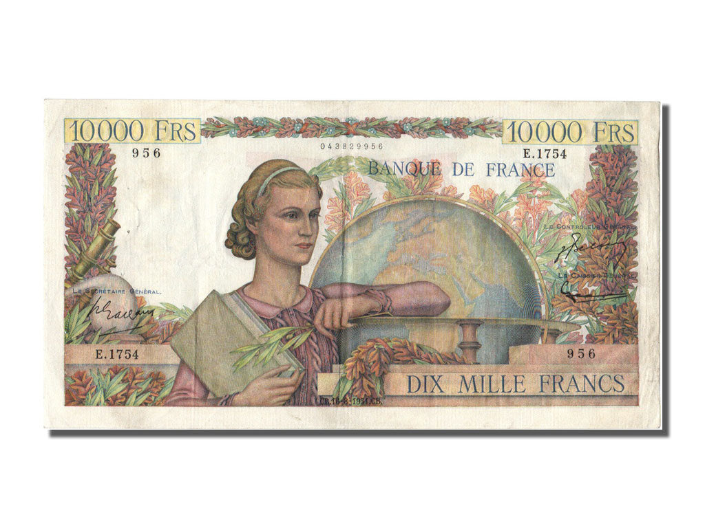 Billete, Francia, 10,000 Francs, 10 000 F 1945-1956 ''Génie Français'', 1951