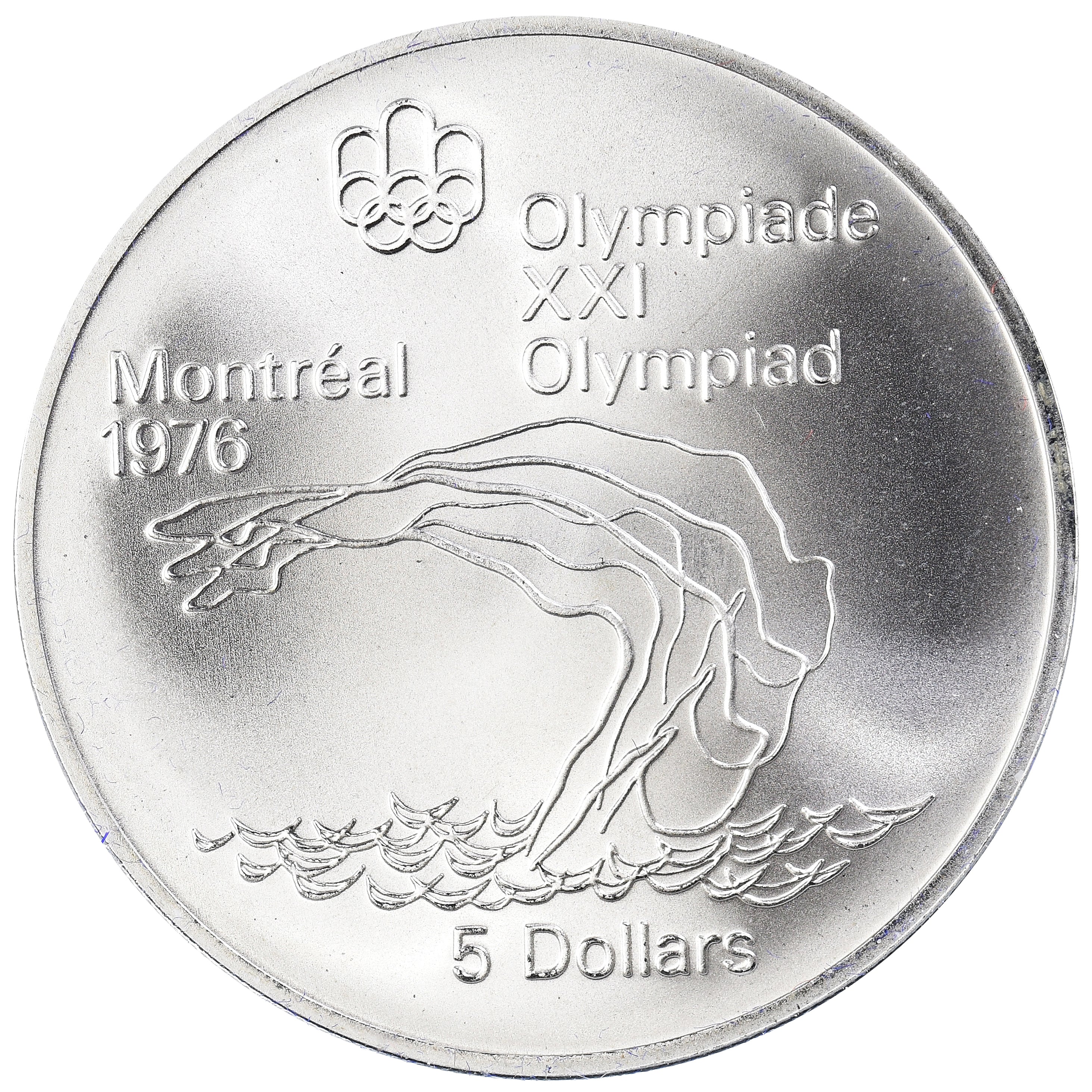 Coin, Canada, Elizabeth II, 1976 Olympics - Platform Diver, 5 Dollars, 1975