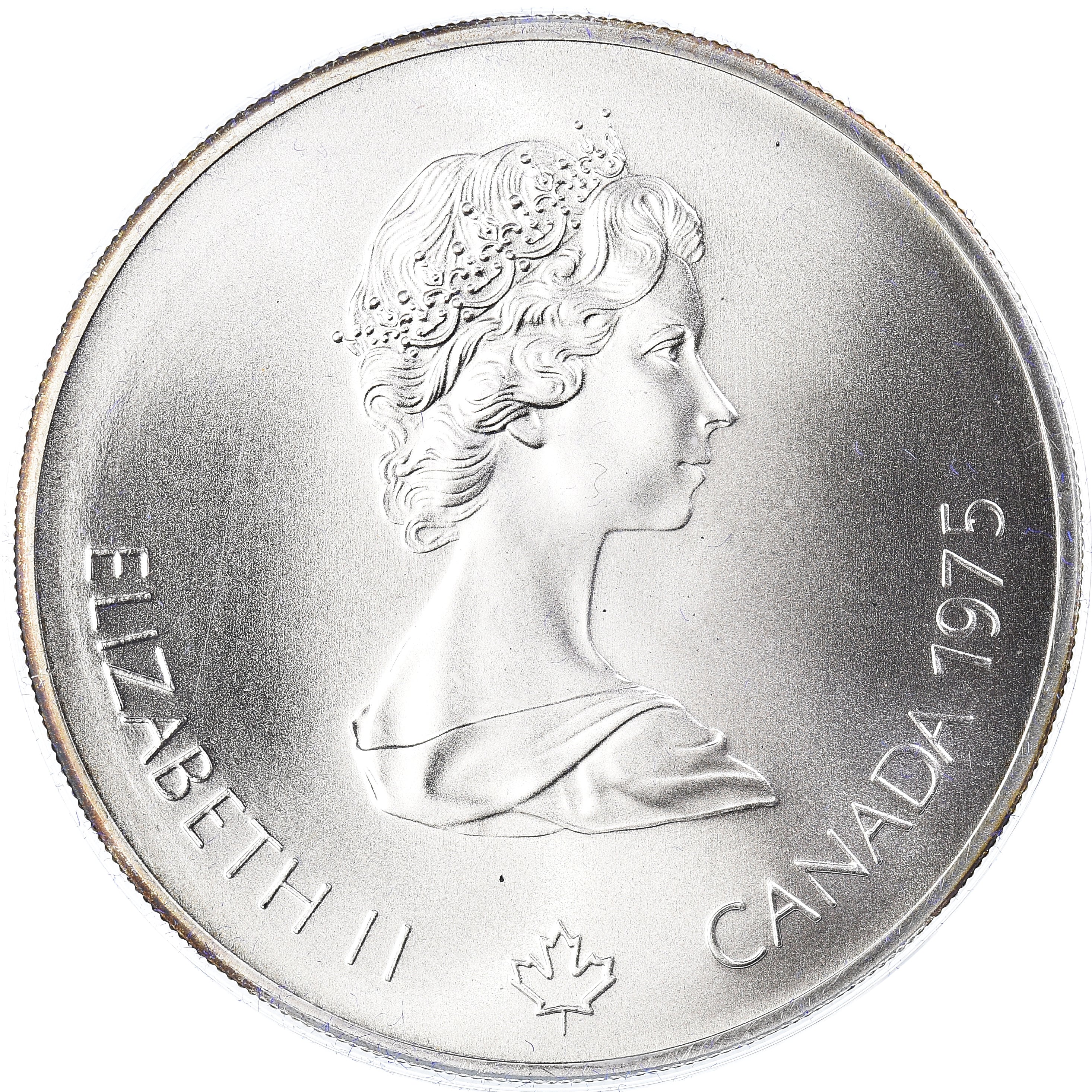 Moneta, Canada, Elizabeth II, 1976 Olympics - Swimming, 5 Dollars, 1975, Royal