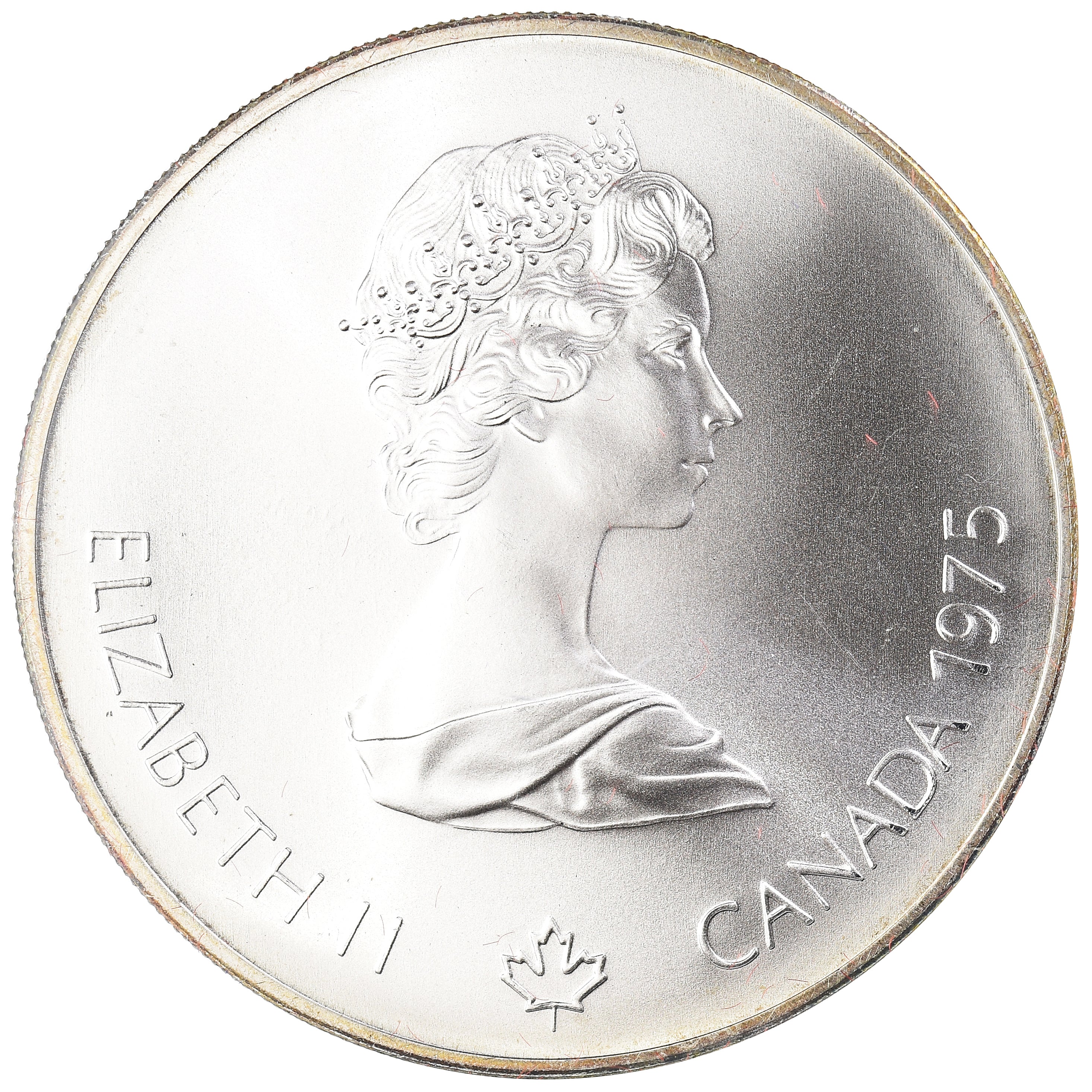 Coin, Canada, Elizabeth II, 1976 Olympics - Swimming, 5 Dollars, 1975, Royal