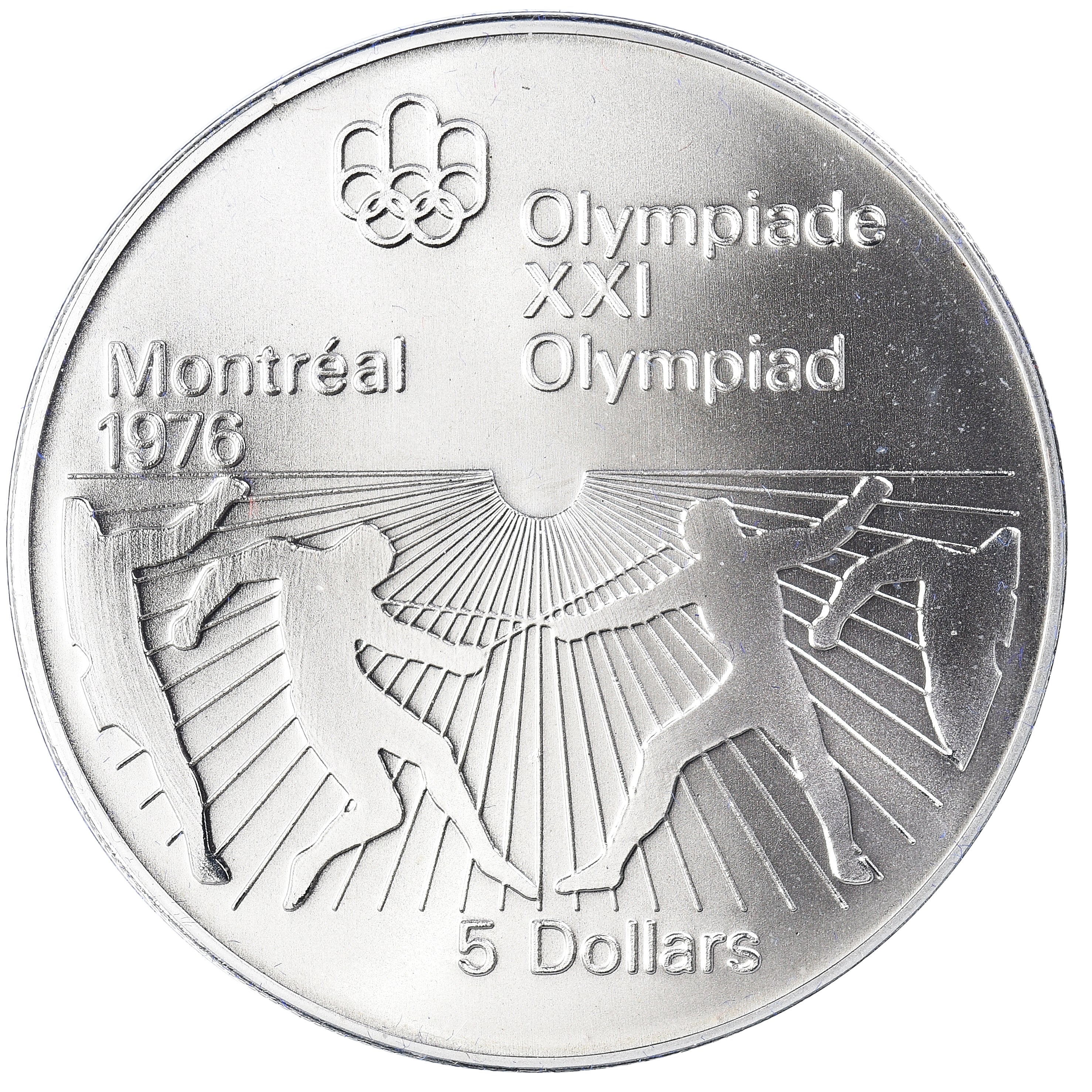 Moneta, Canada, Elizabeth II, 1976 Olympics - Fencing, 5 Dollars, 1976, Royal