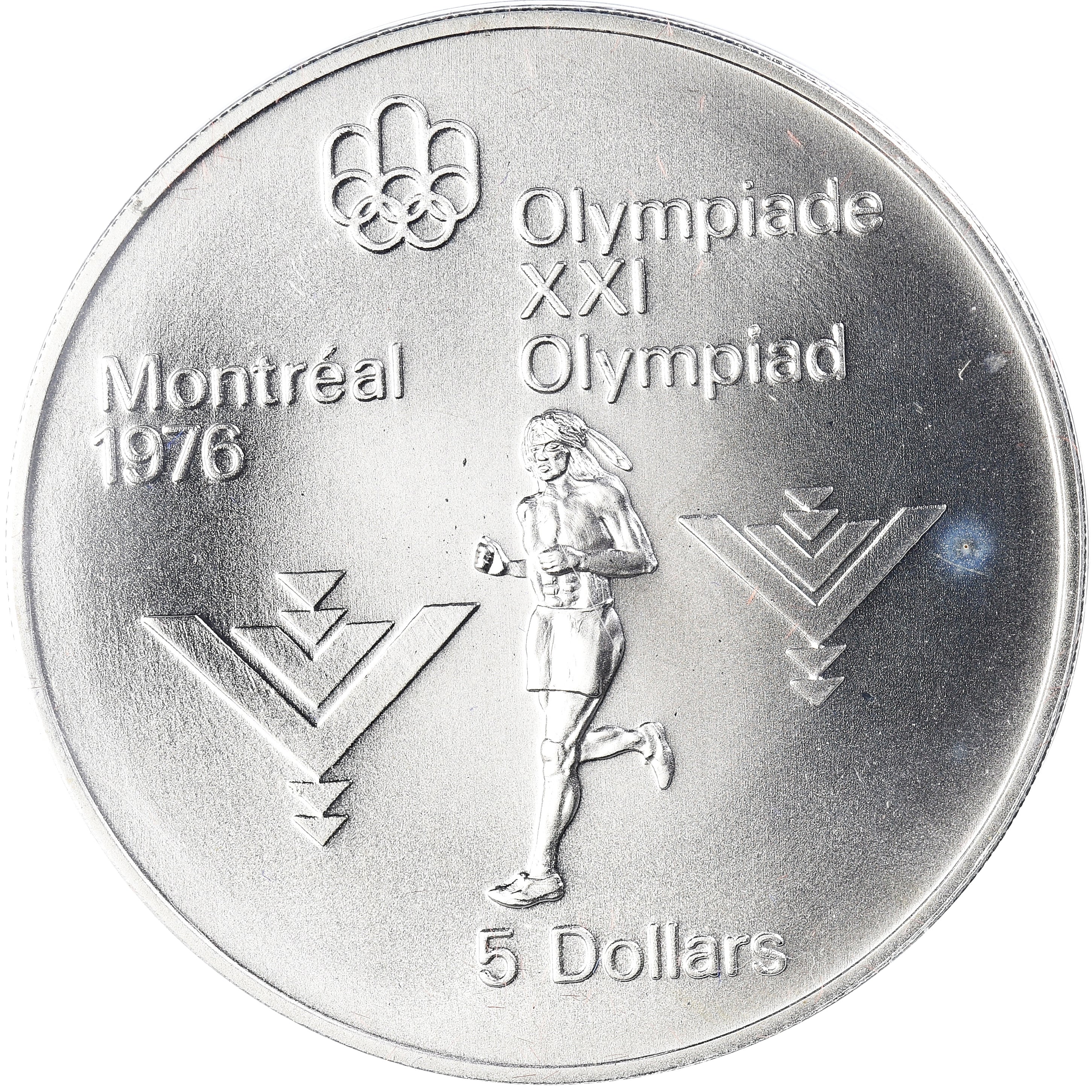 Coin, Canada, Elizabeth II, 1976 Olympics - Marathon, 5 Dollars, 1975, Royal