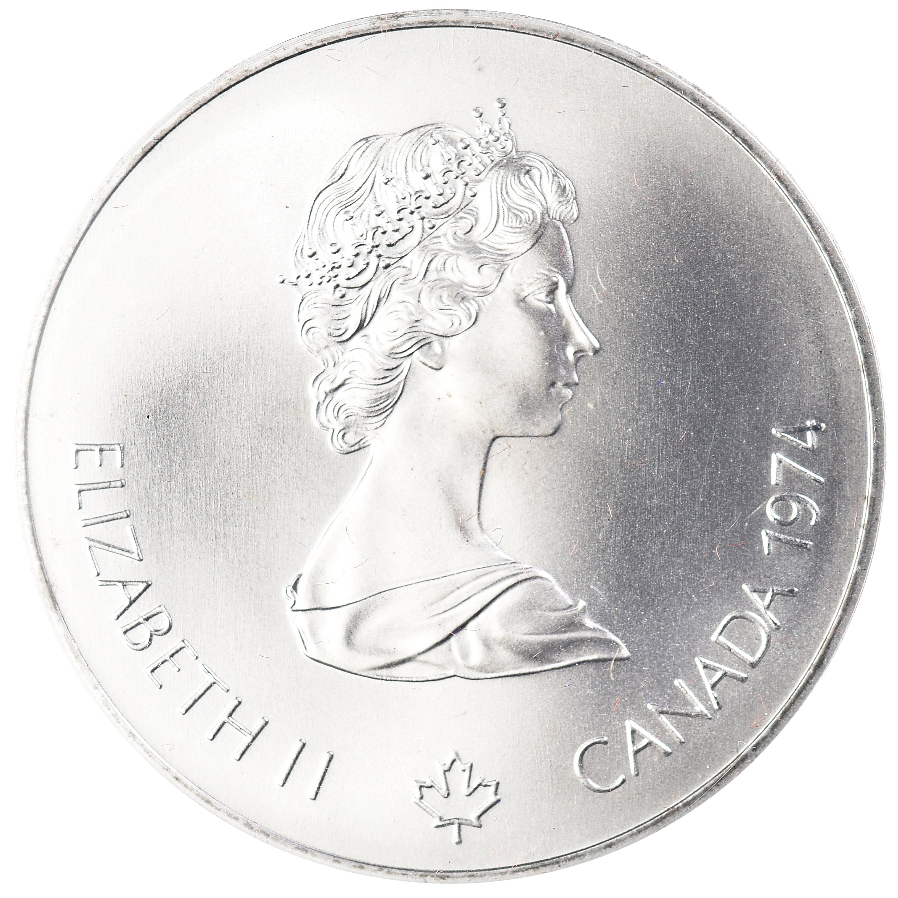 Coin, Canada, Elizabeth II, 1976 Olympics - Athlete with Torch, 5 Dollars, 1974