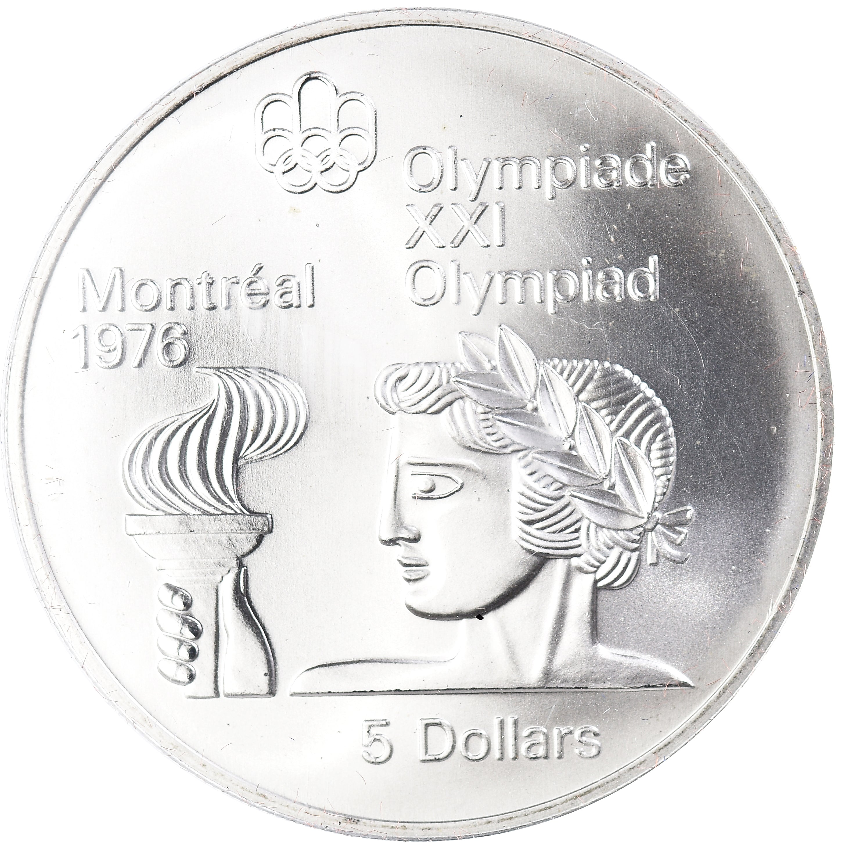 Coin, Canada, Elizabeth II, 1976 Olympics - Athlete with Torch, 5 Dollars, 1974