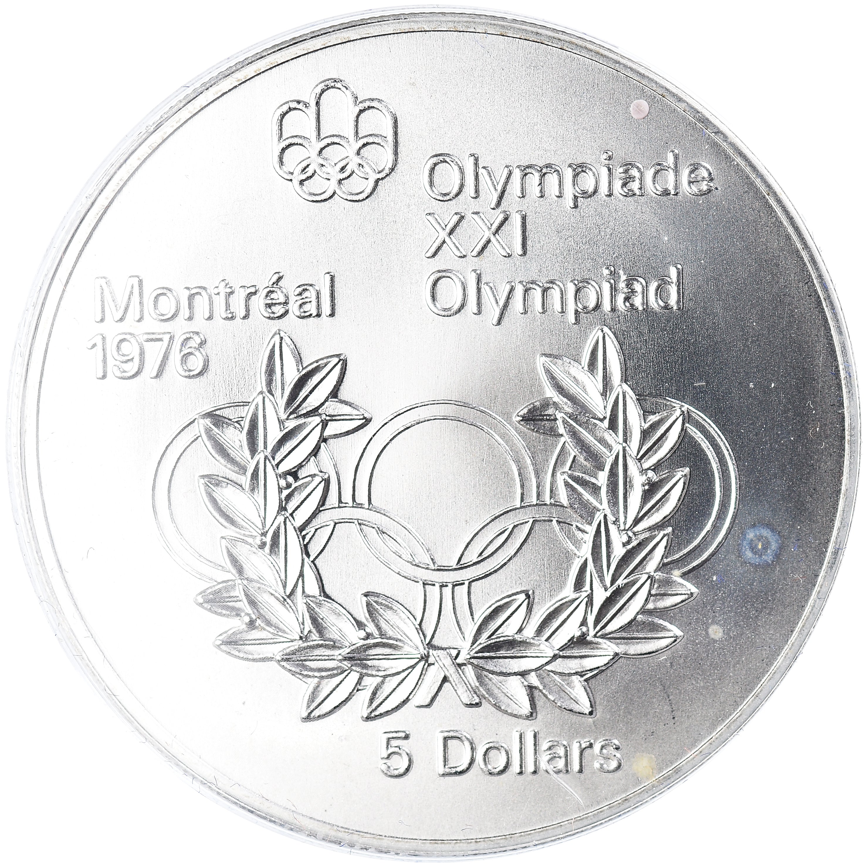 Coin, Canada, Elizabeth II, 1976 Olympics - Olympic Rings and Wreath, 5 Dollars