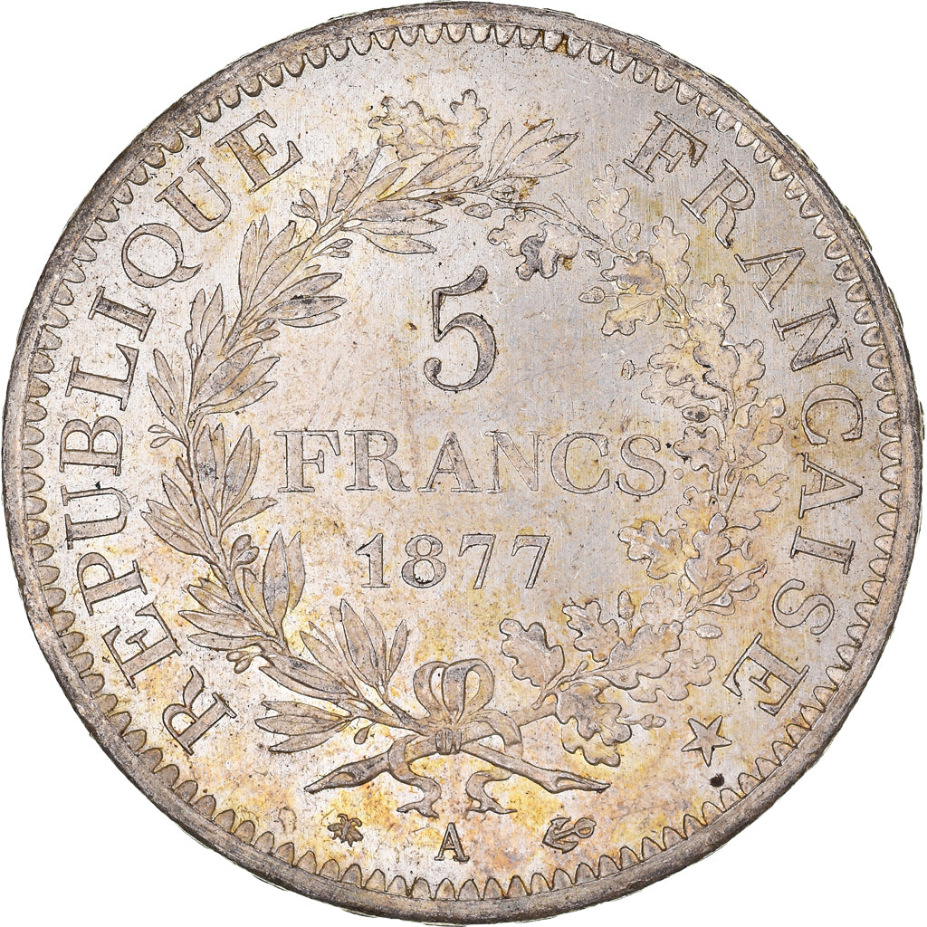 Coin, France, Hercule, 5 Francs, 1877, Paris, AU(55-58), Silver, KM:820.1