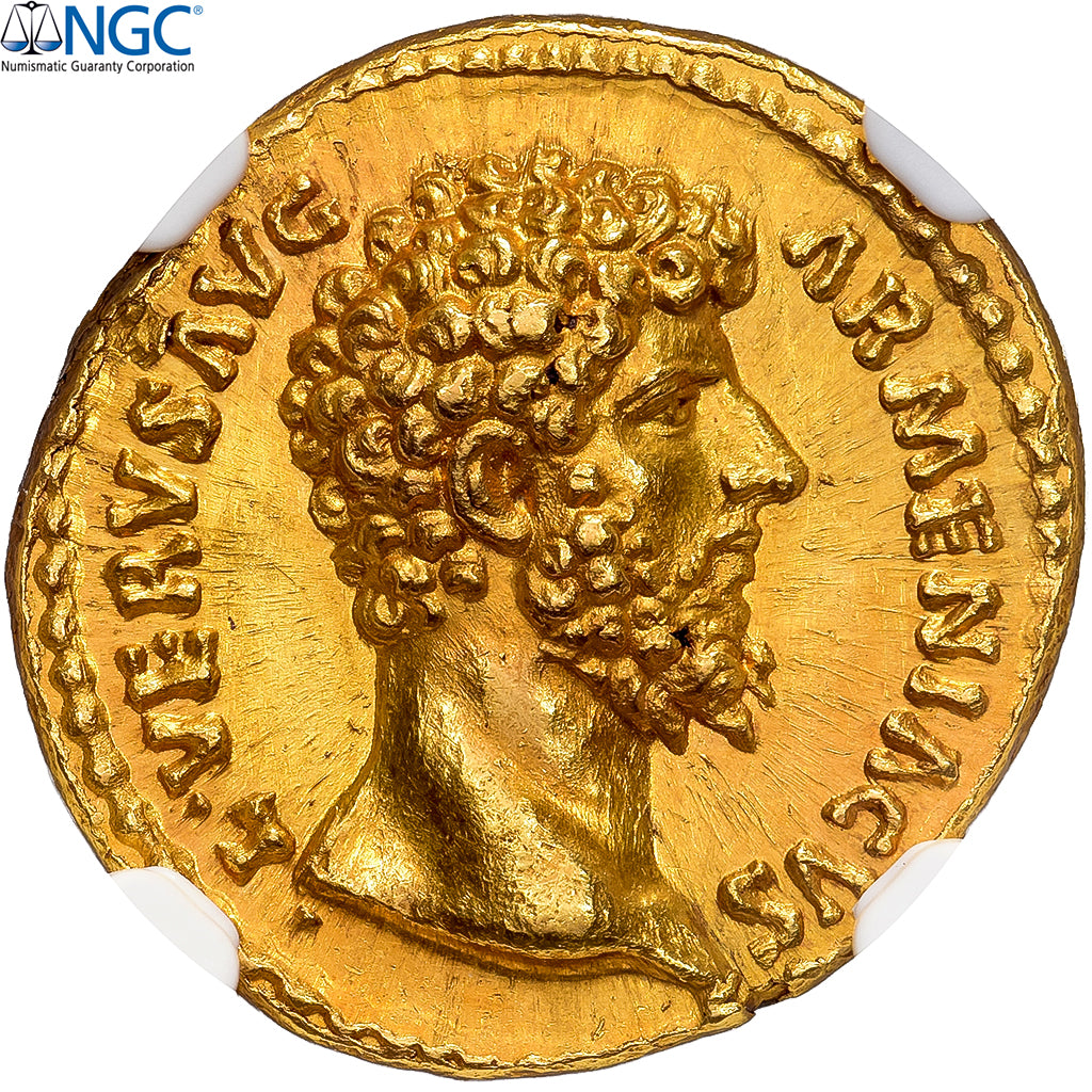 Lucius Verus, Aureus, 163-164, Rome, Goud, NGC, MS 5/5-3/5, RIC:522