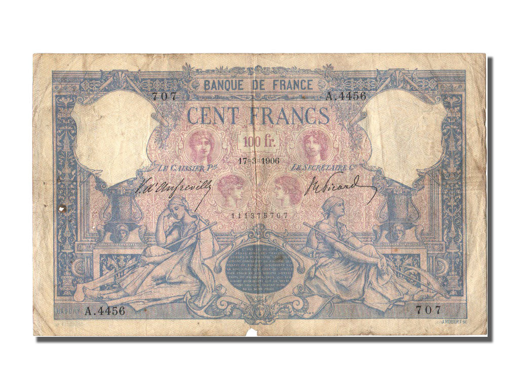Biljet, Frankrijk, 100 Francs, 1 000 F 1889-1926 ''Bleu et Rose'', 1906
