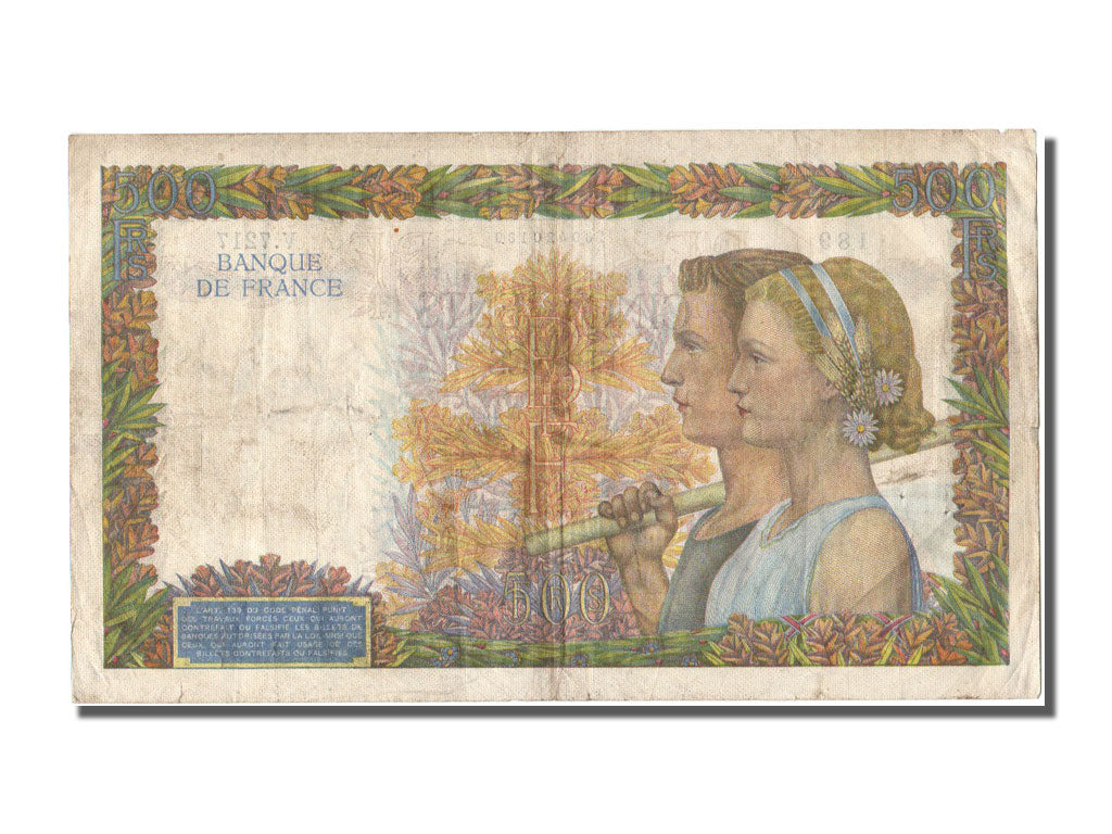Banknote, France, 500 Francs, 500 F 1940-1944 ''La Paix'', 1942, 1942-10-15