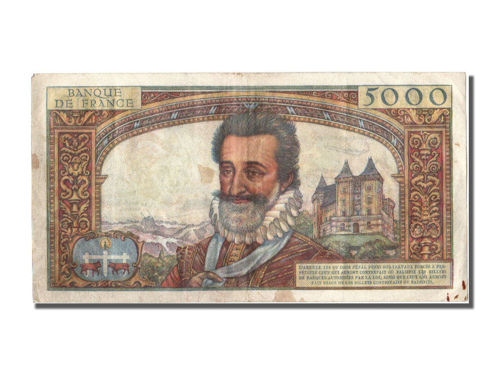 Banknote, France, 5000 Francs, 5 000 F 1957-1958 ''Henri IV'', 1958, 1958-07-10