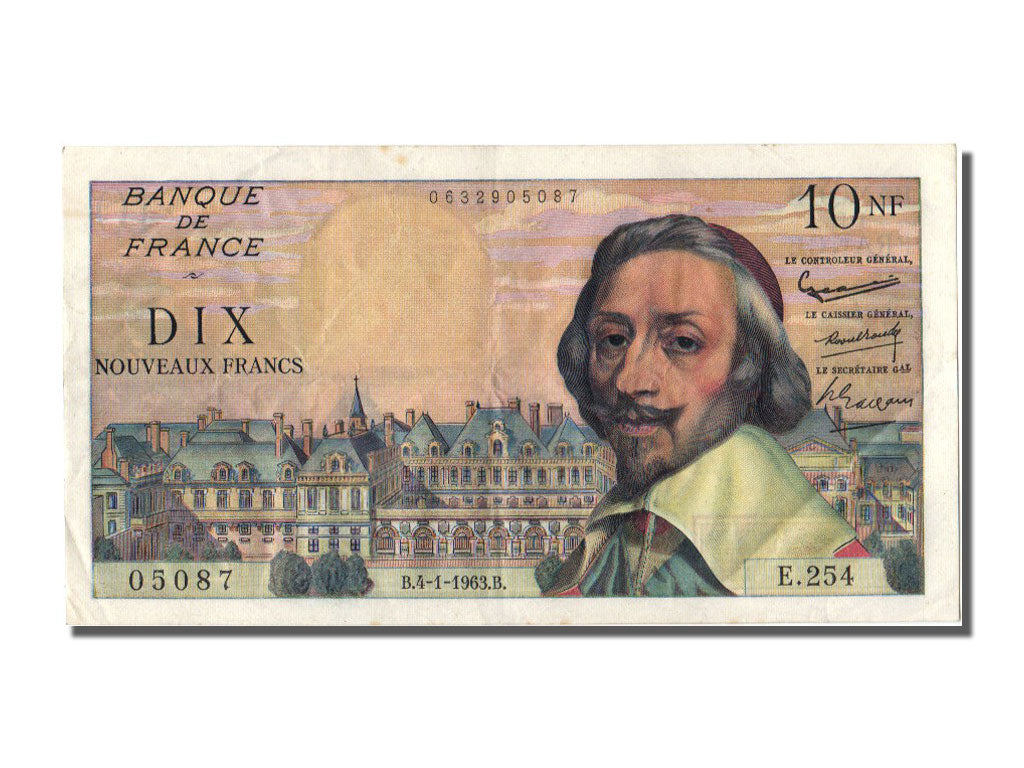Geldschein, Frankreich, 10 Nouveaux Francs, 10 NF 1959-1963 ''Richelieu'', 1963
