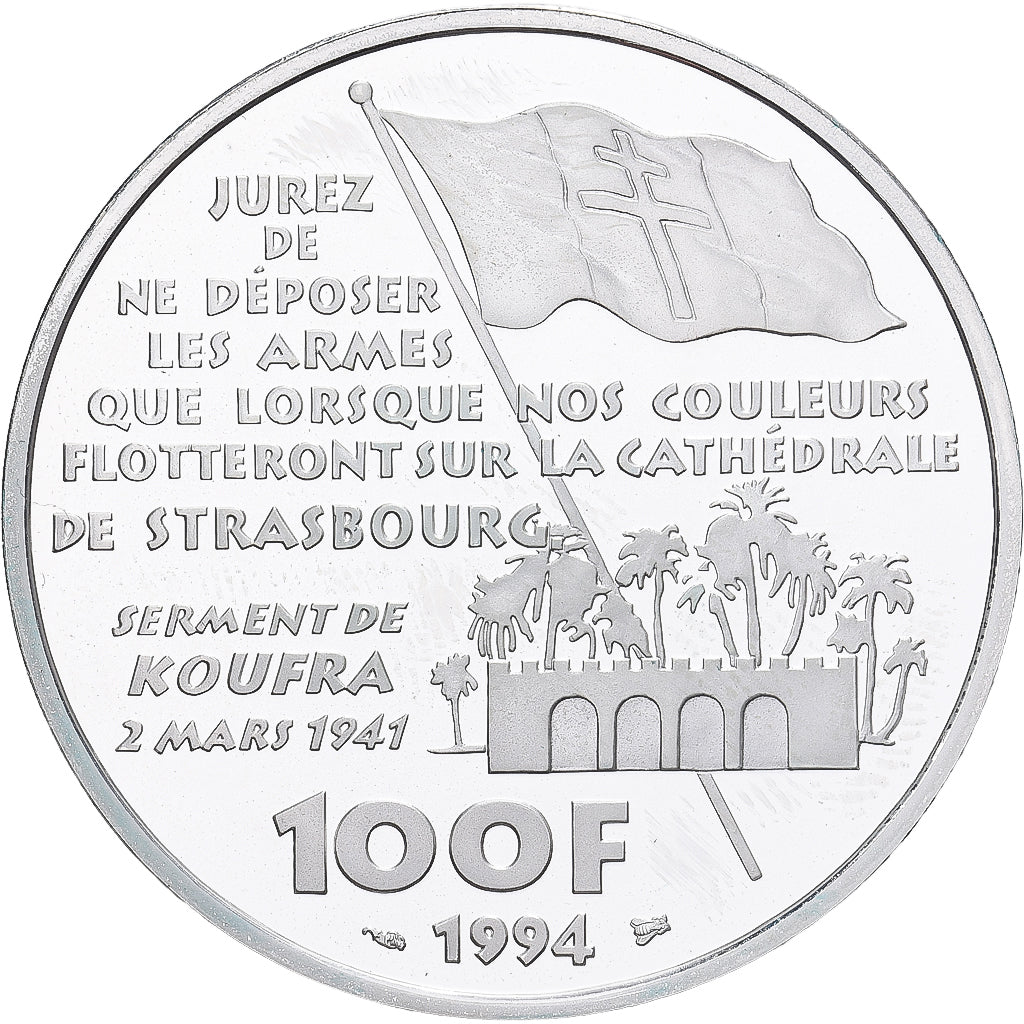 Moneta, Francja, 100 Francs, 1994, MS(64), Srebro, KM:1039, Gadoury:C73