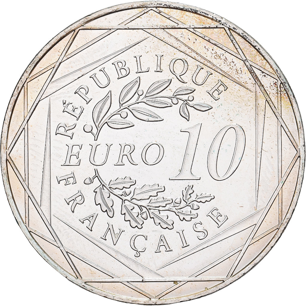 França, 10 Euro, 2014, Monnaie de Paris, Coq, MS(63), Prata, Gadoury:EU656
