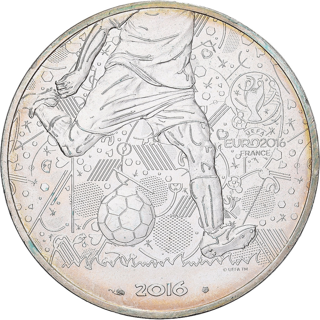 Frankrijk, 10 Euro, 2016, Football, UNC, Zilver