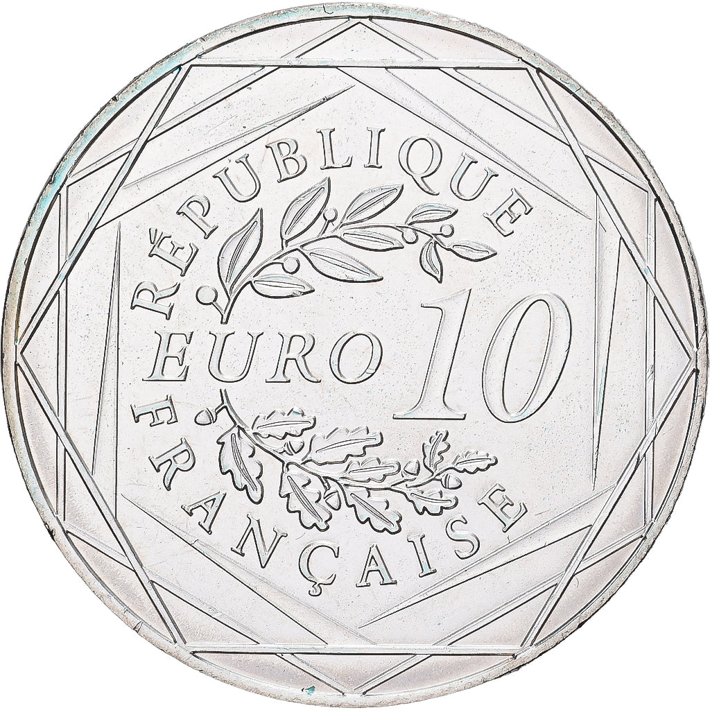 Frankrijk, 10 Euro, 2016, Football, UNC, Zilver
