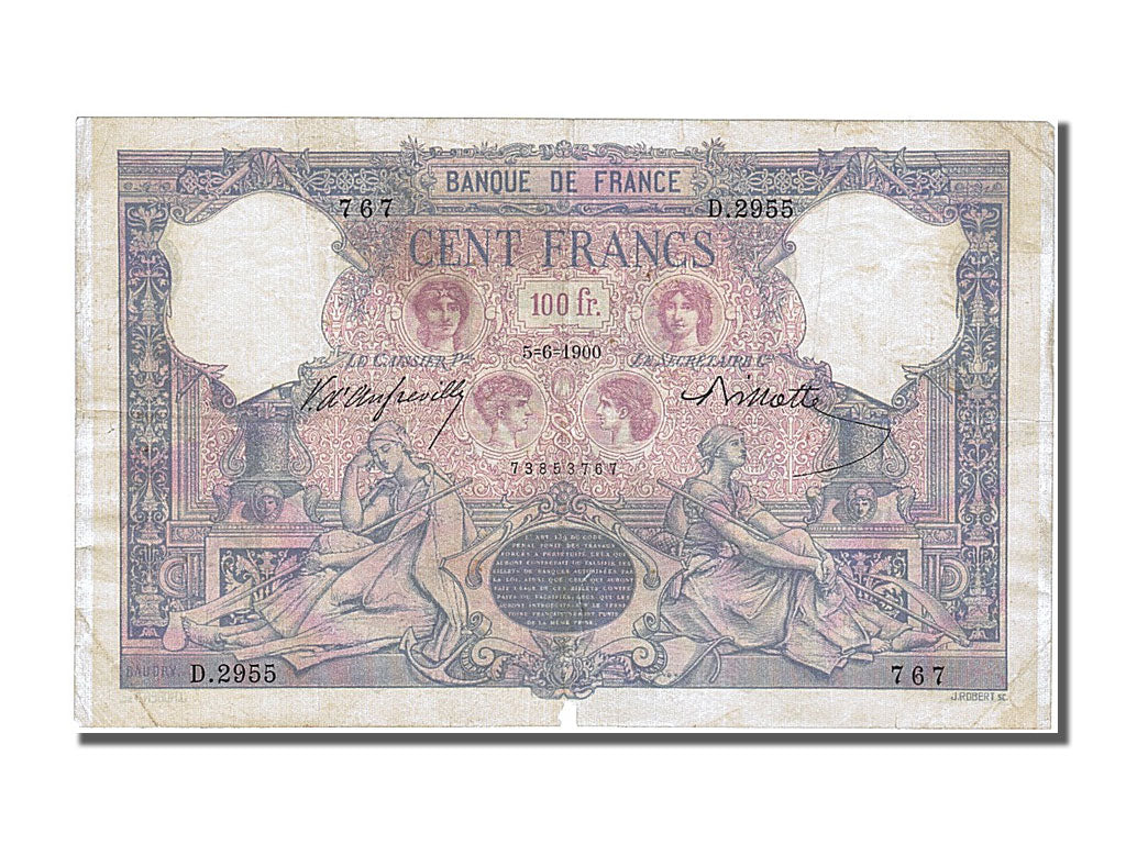 Banknote, France, 100 Francs, 100 F 1888-1909 ''Bleu et Rose'', 1900