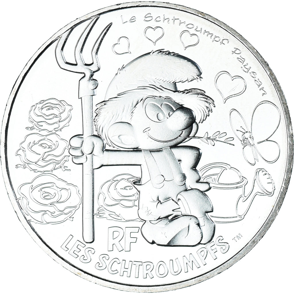 France, 10 Euro, Schtroumpf Paysan, 2020, Monnaie de Paris, FDC, Argent