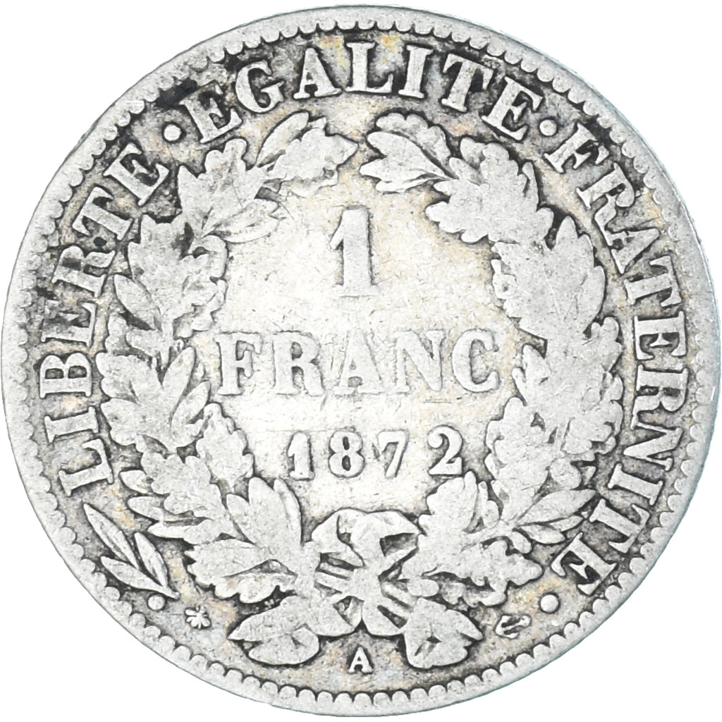 Monnaie, France, Cérès, Franc, 1872, Paris, TB, Argent, KM:822.1