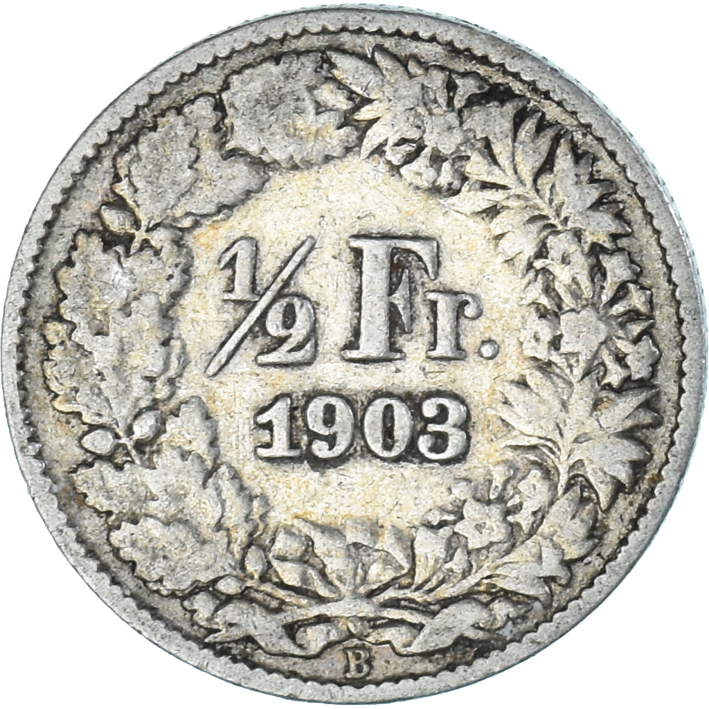 Münze, Schweiz, 1/2 Franc, 1903, Bern, S+, Silber, KM:23