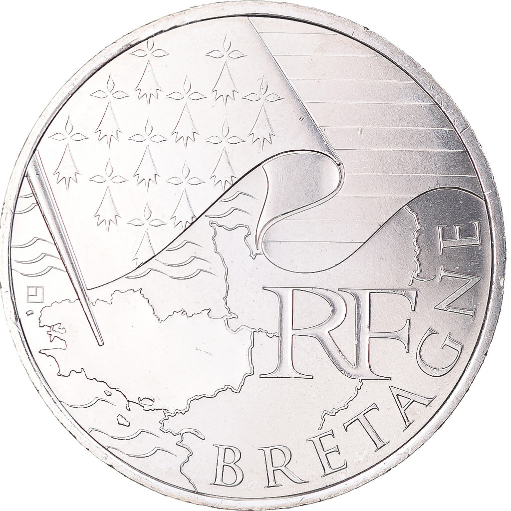 France, 10 Euro, Euros des régions, 2010, Monnaie de Paris, Bretagne
