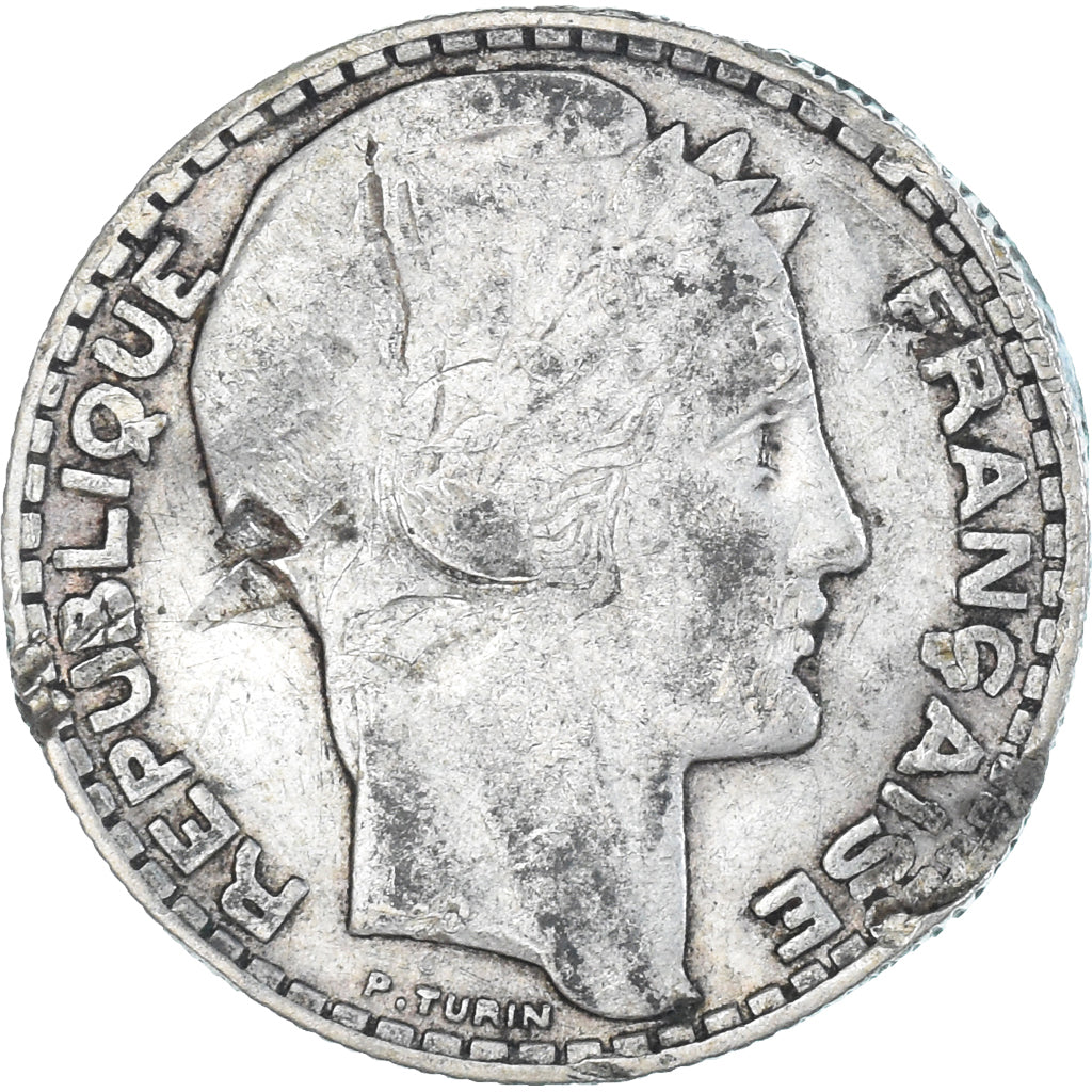 Moneda, Francia, Turin, 10 Francs, 1933, Paris, BC+, Plata, KM:878