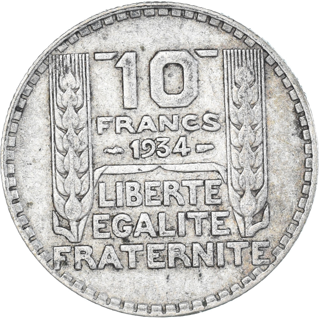 Moneda, Francia, Turin, 10 Francs, 1934, Paris, MBC, Plata, KM:878