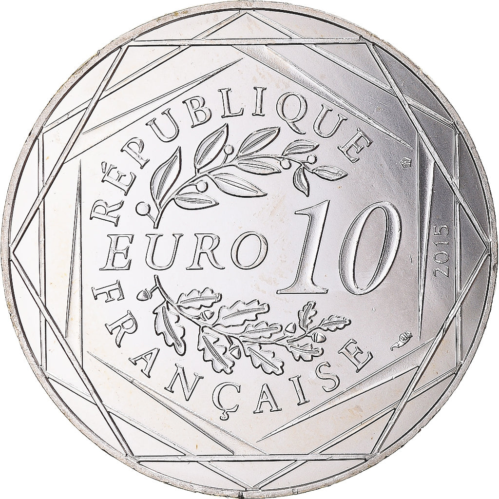 Francja, 10 Euro, 2015, Asterix Liberté La rose et le glaive, MS(65-70), Srebro