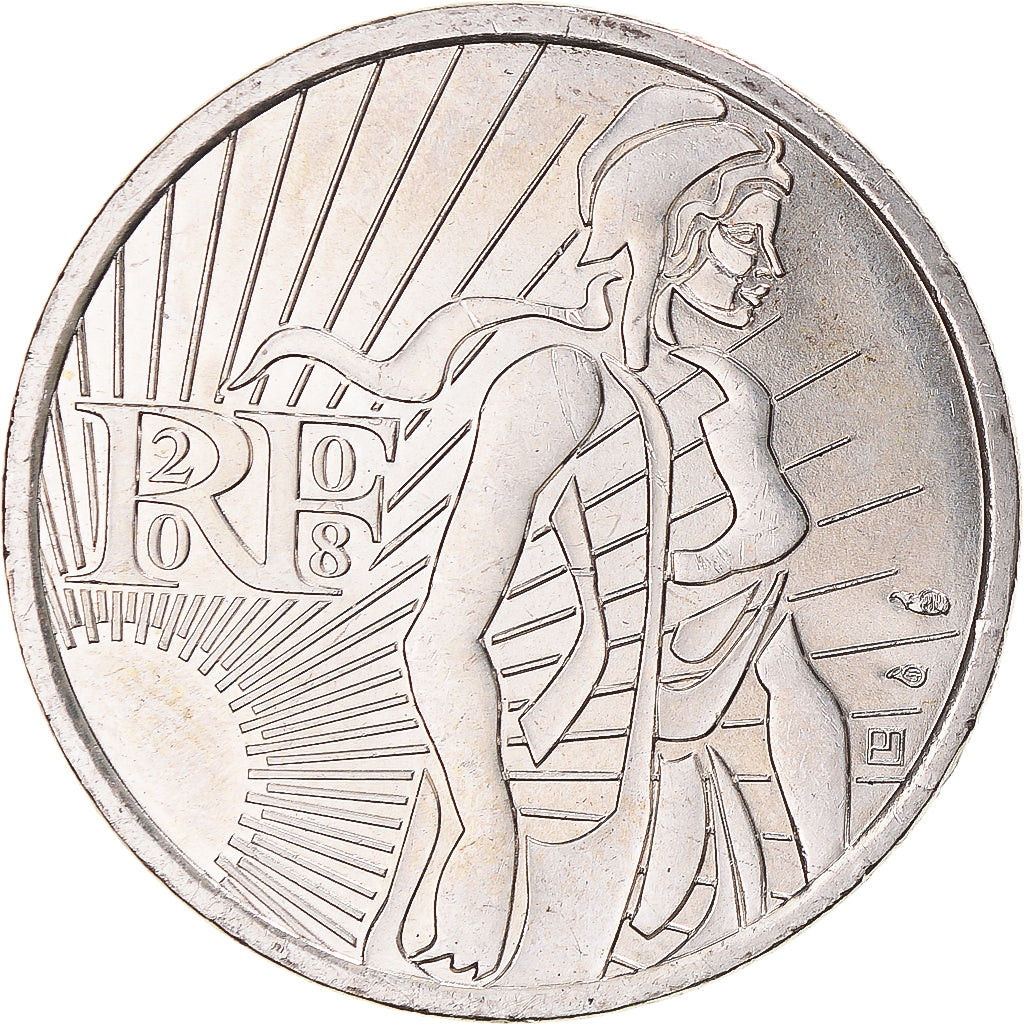 Francia, 5 Euro, 2008, Semeuse, MBC+, Plata, KM:1534