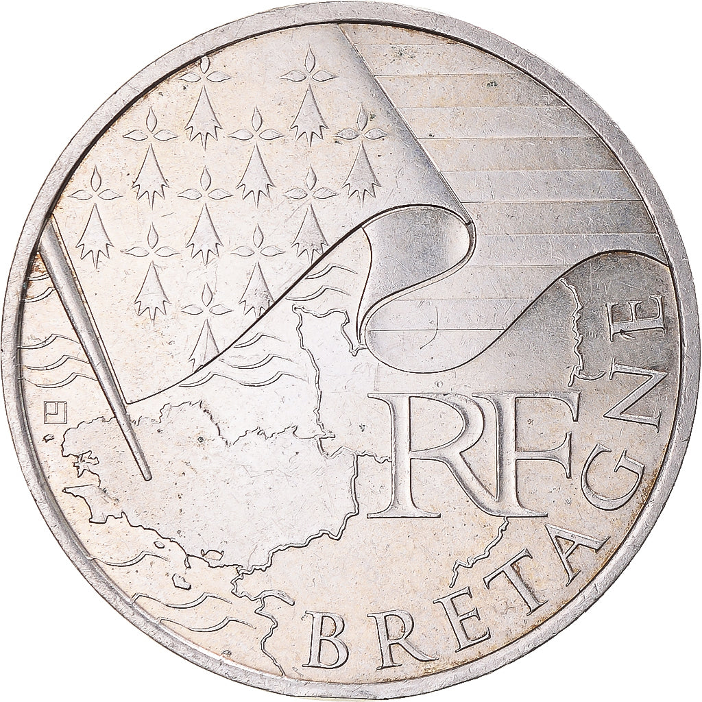 França, 10 Euro, 2010, Paris, Bretagne, AU(55-58), Prata, KM:1648