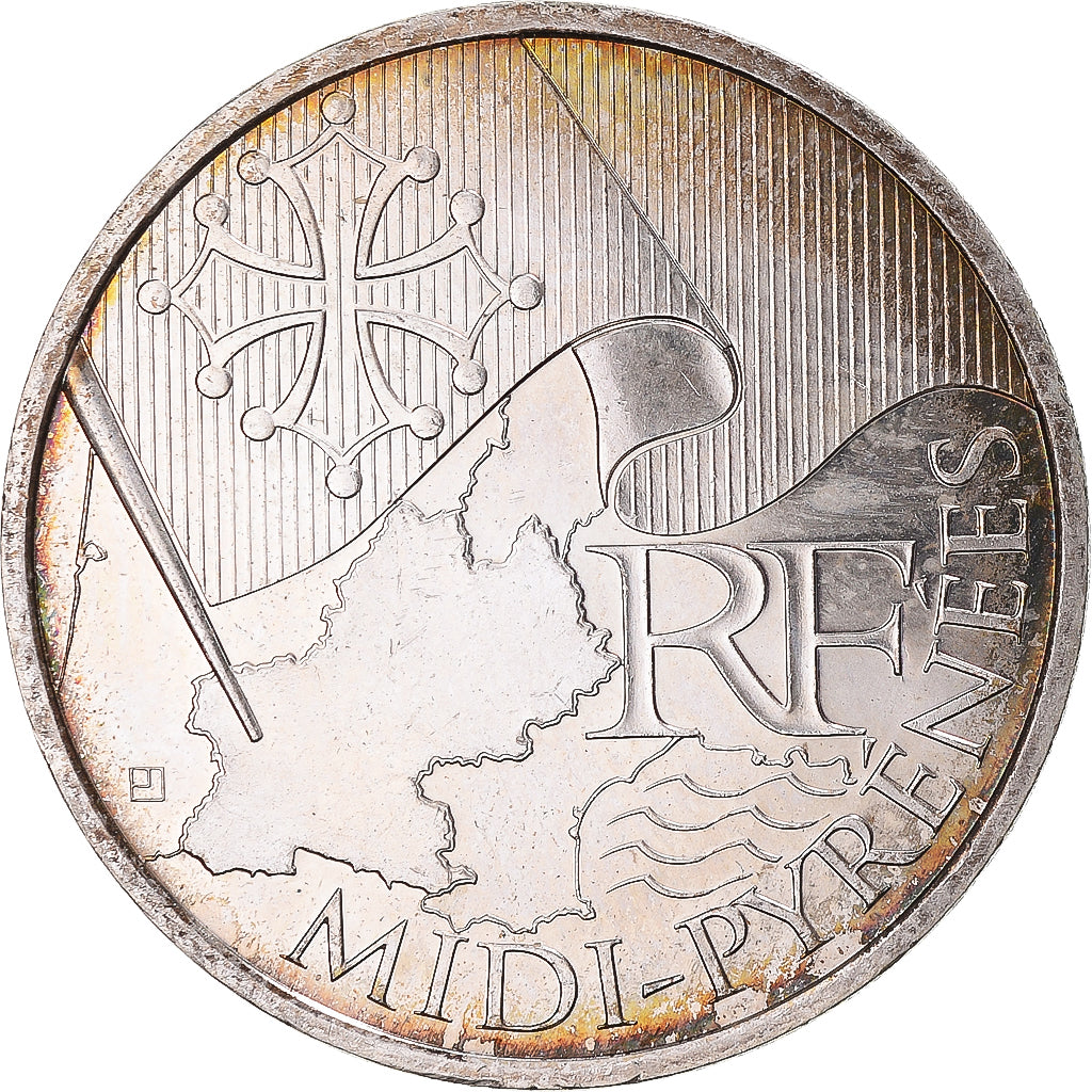 France, 10 Euro, 2010, Paris, Midi-Pyrénées, TTB+, Argent, KM:1663