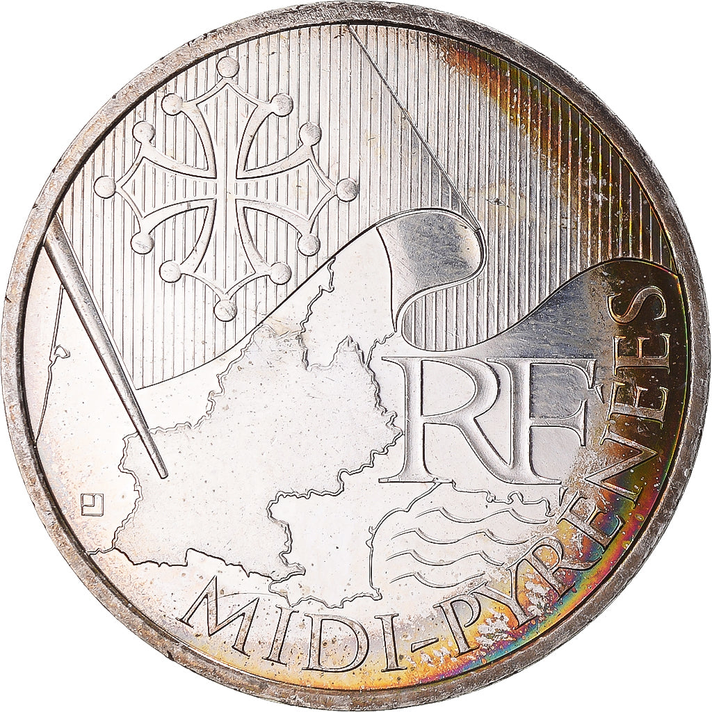 France, 10 Euro, 2010, Paris, Midi-Pyrénées, SUP, Argent, KM:1663