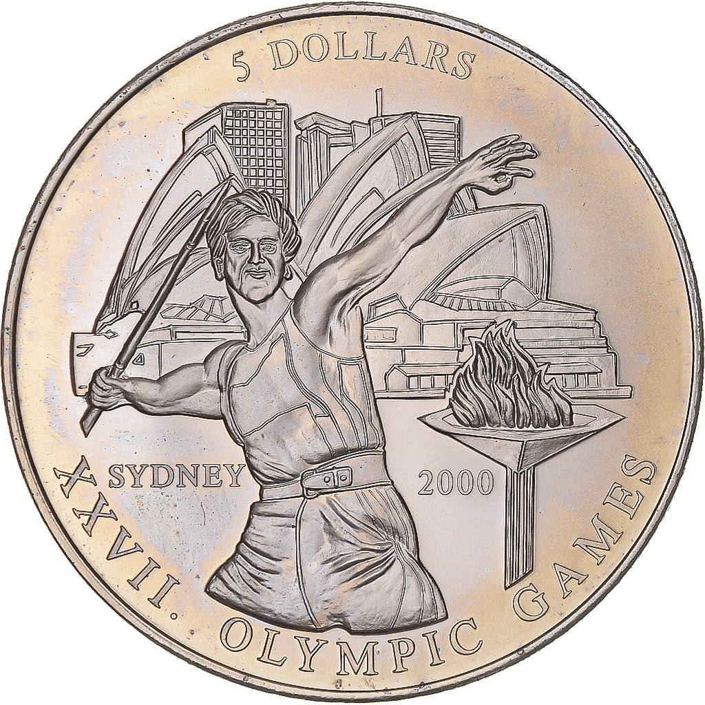 Moeda, Libéria, XVIII Olympic GamesSydney, 5 Dollars, 2000, MS(63)
