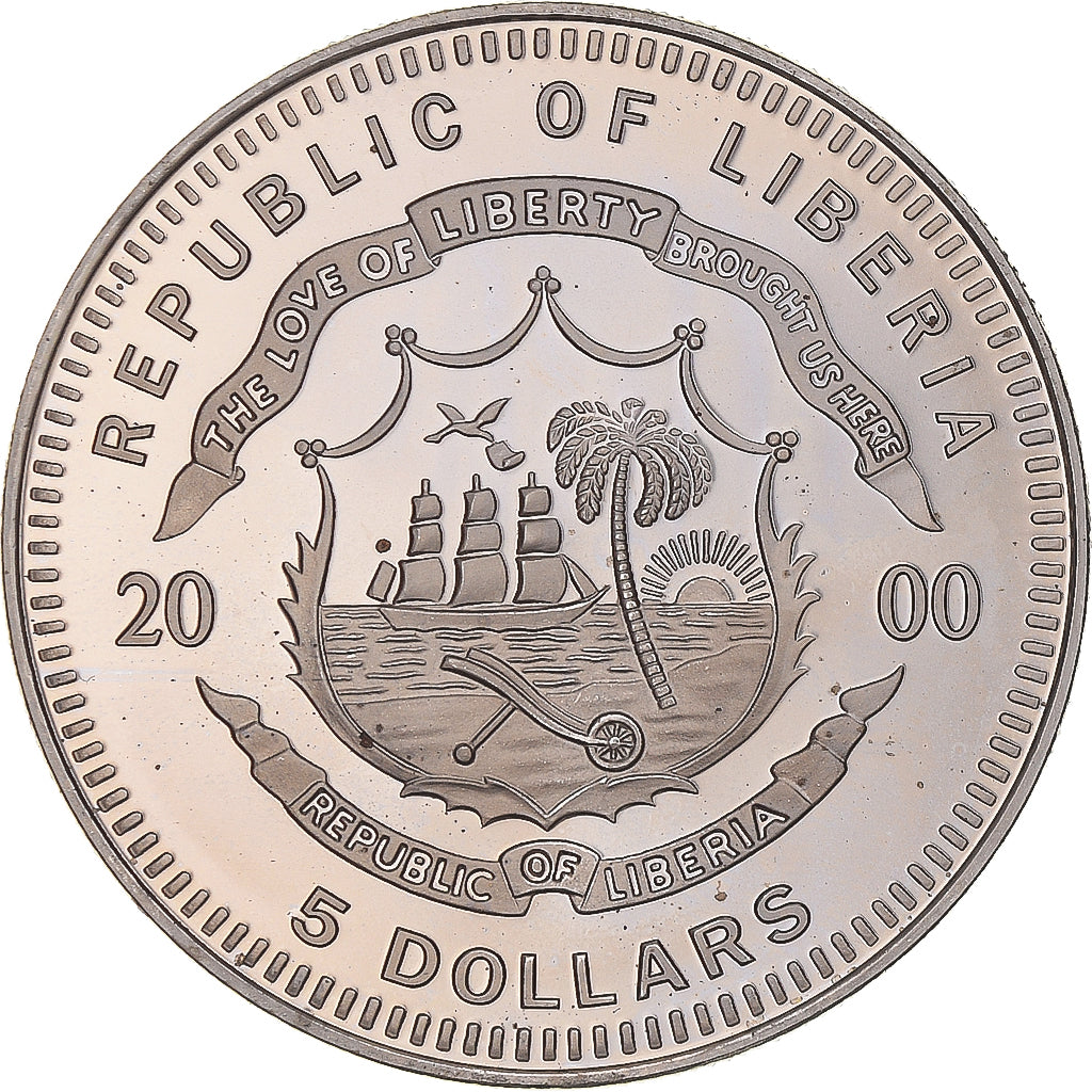 Moeda, Libéria, XVIII Olympic GamesSydney, 5 Dollars, 2000, MS(63)
