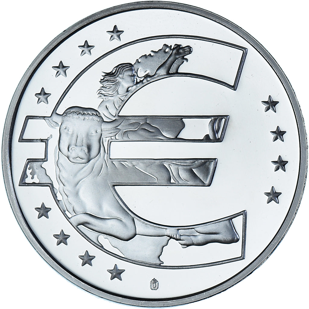 Monaco, Medal, Adoption de l'Euro, Politics, 2002, MS(65-70), Silver Plated