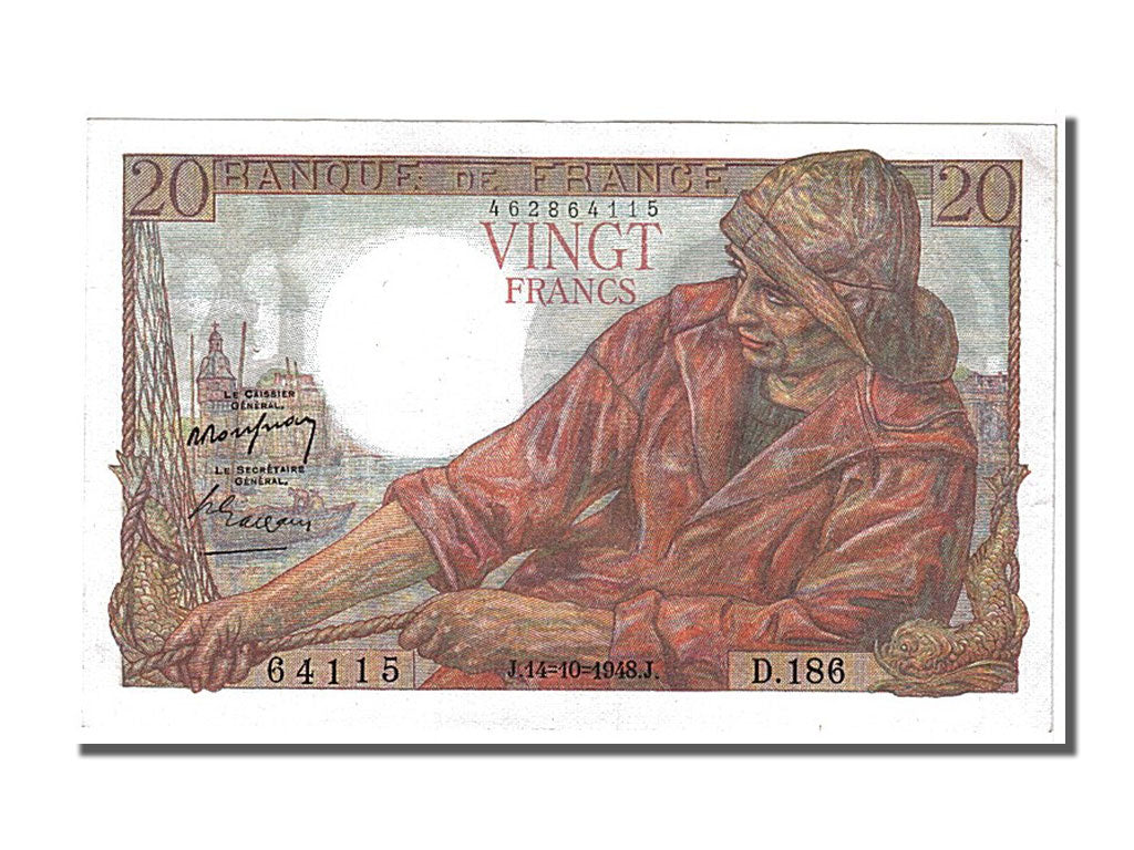 Banknote, France, 20 Francs, 20 F 1942-1950 ''Pêcheur'', 1948, 1948-10-14