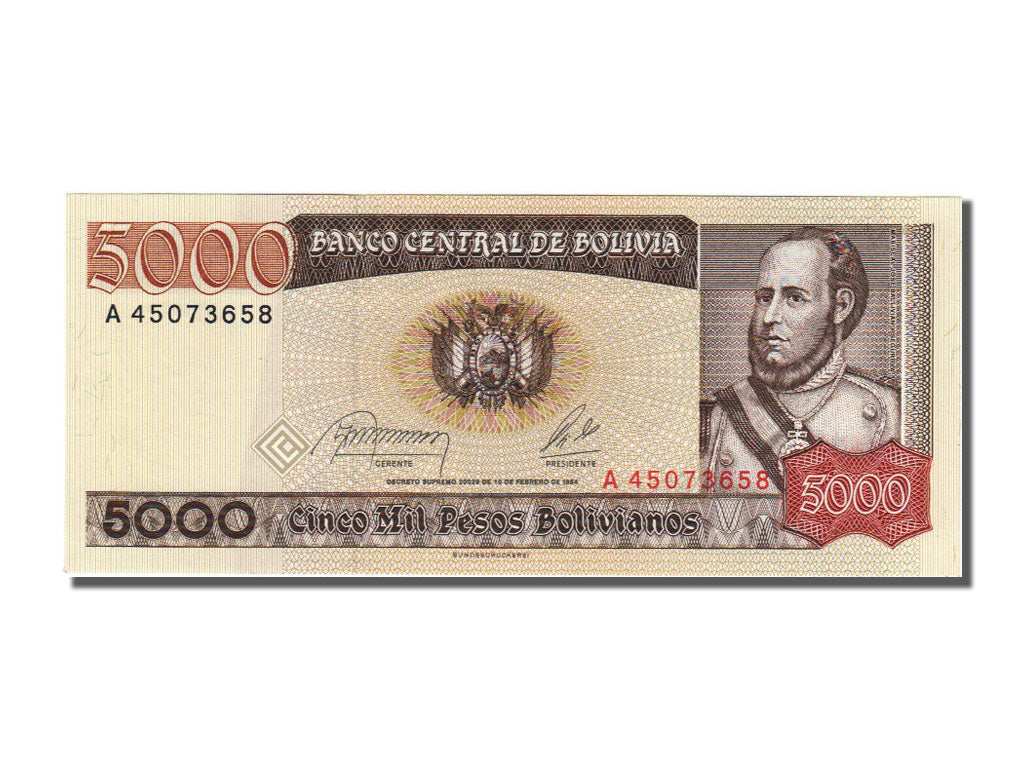 Billete, 5000 Pesos Bolivianos, 1984, Bolivia, 1984-02-10, UNC