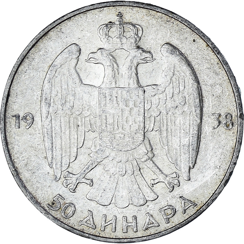 Moneta, Iugoslavia, Petar II, 50 Dinara, 1938, SPL-, Argento, KM:24