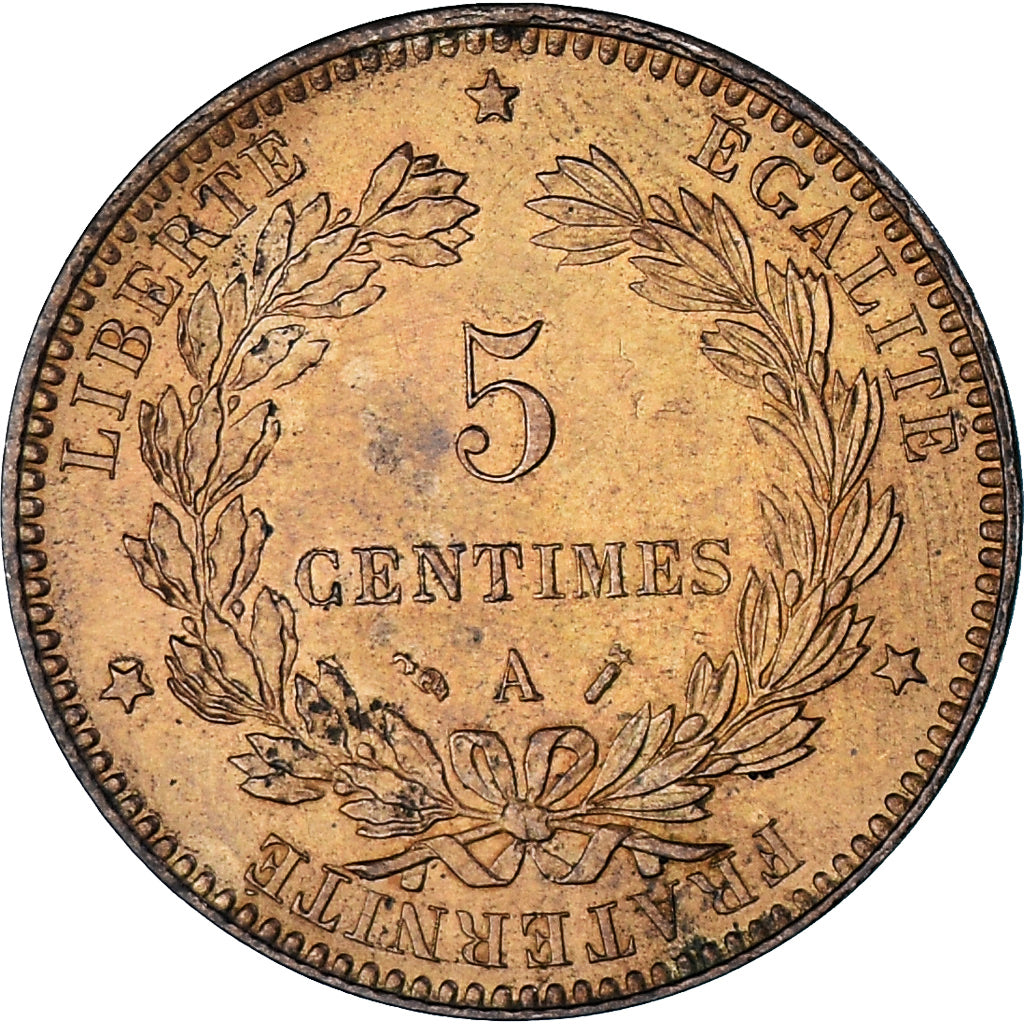 Moeda, França, Cérès, 5 Centimes, 1892, Paris, AU(55-58), Bronze, KM:821.1