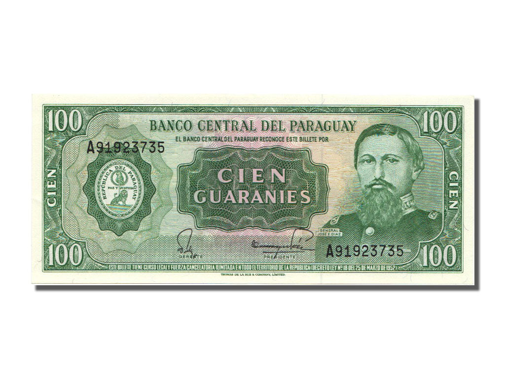 Banknote, Paraguay, 100 Guaranies, 1963, 1963-08-01, UNC(63)